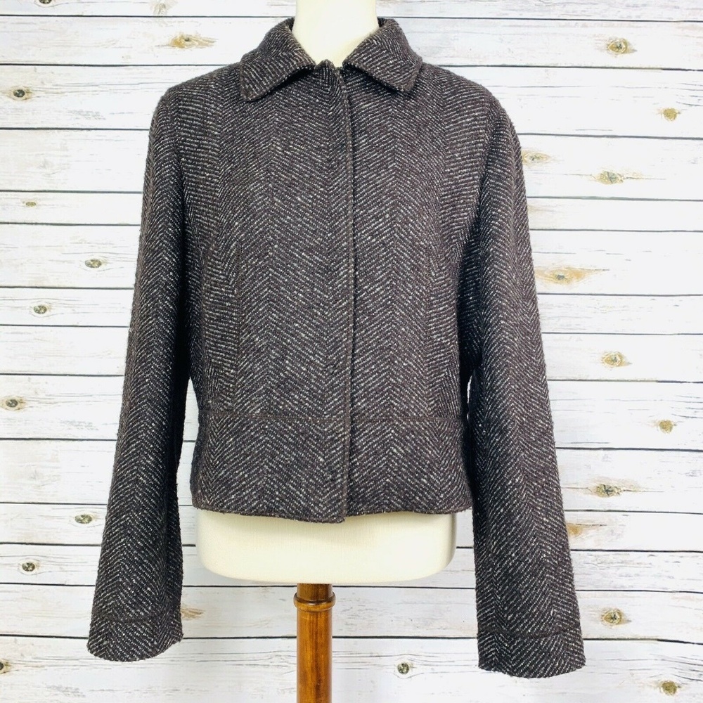 Strenesse Blue Wool Tweed Blend Waist Jacket